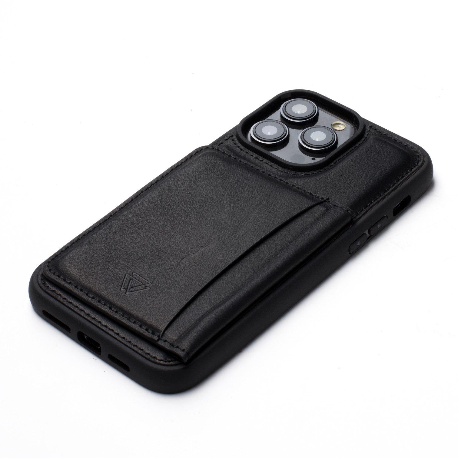 Wachikopa leather Back Cover With Stand Case for iPhone 14 / 15 / 14 Black