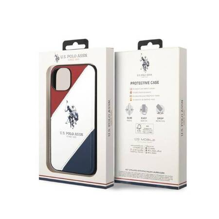 US Polo Assn USHCP14MPSO3 Case white Tricolor Embossed iPhone 14 Plus Compatibility