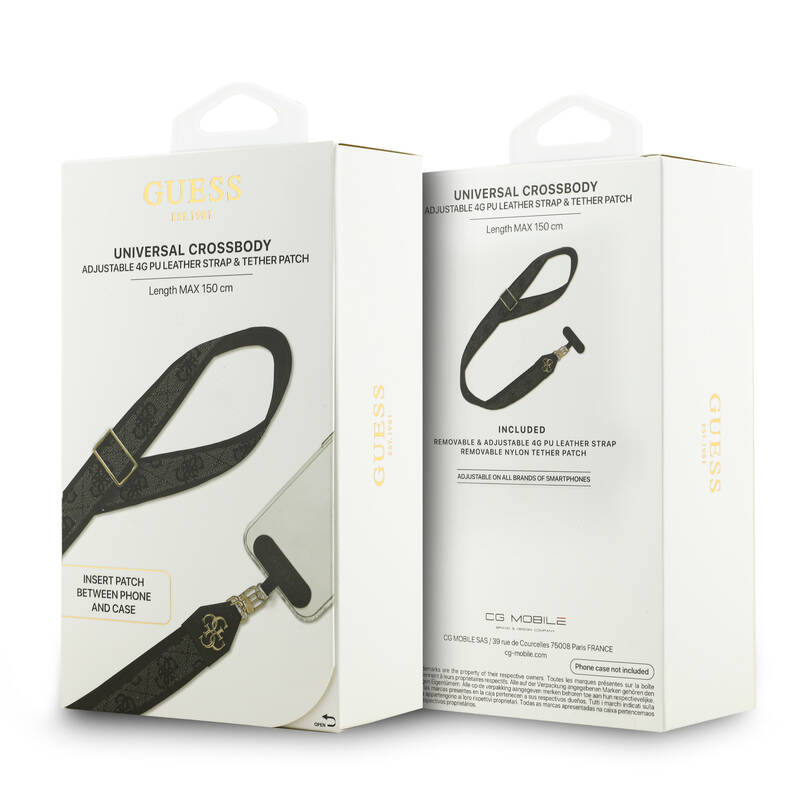 Guess Universal 4G PU Strap Tether Patch Metal Logo Black