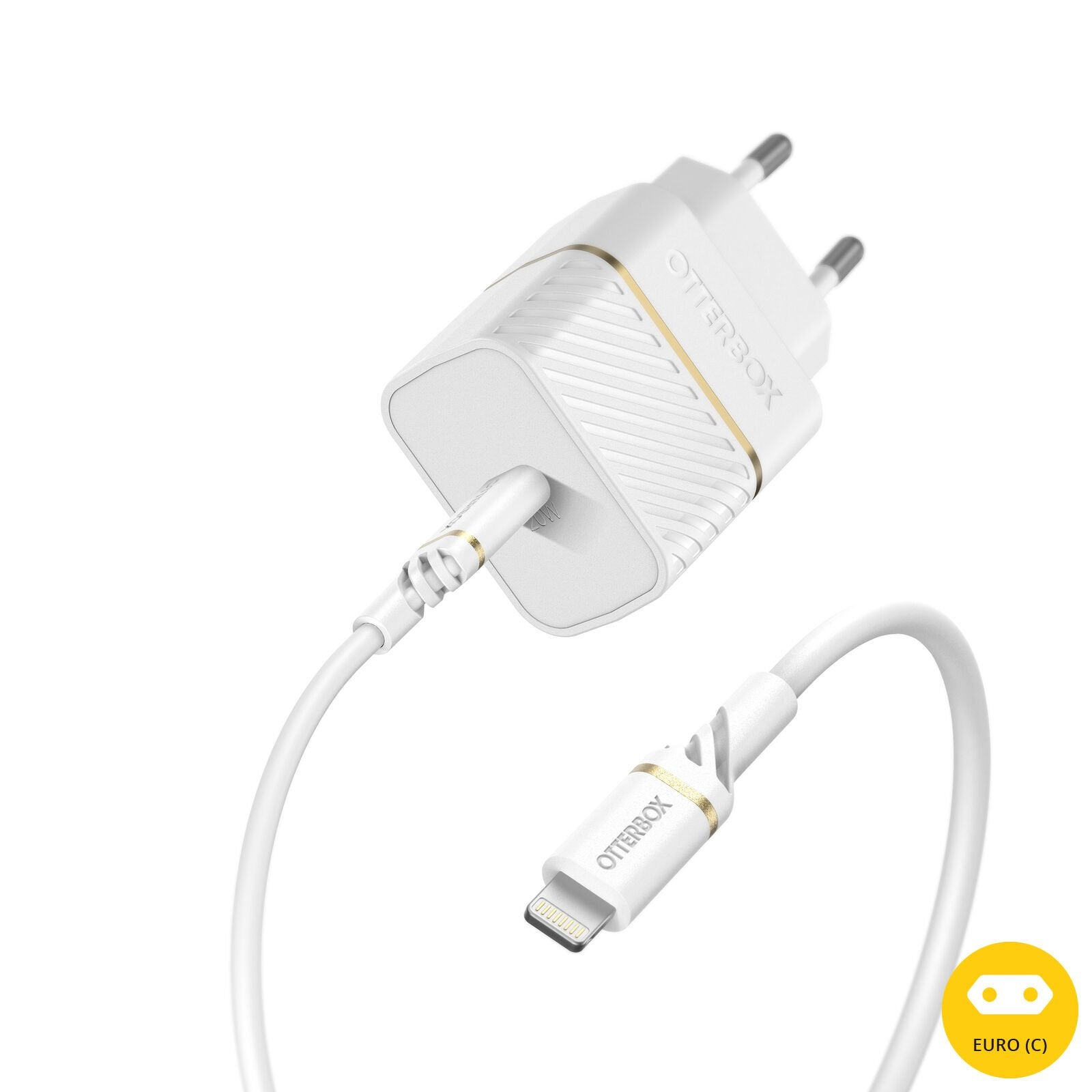OtterBox EU Wall Charger 20W - 1X USB-C 20W USB-PD + USB C-Lightning Cable 1m White