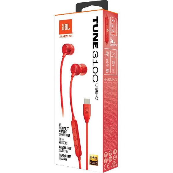 JBL TUNE 310C USB-C in-ear Earphones Red
