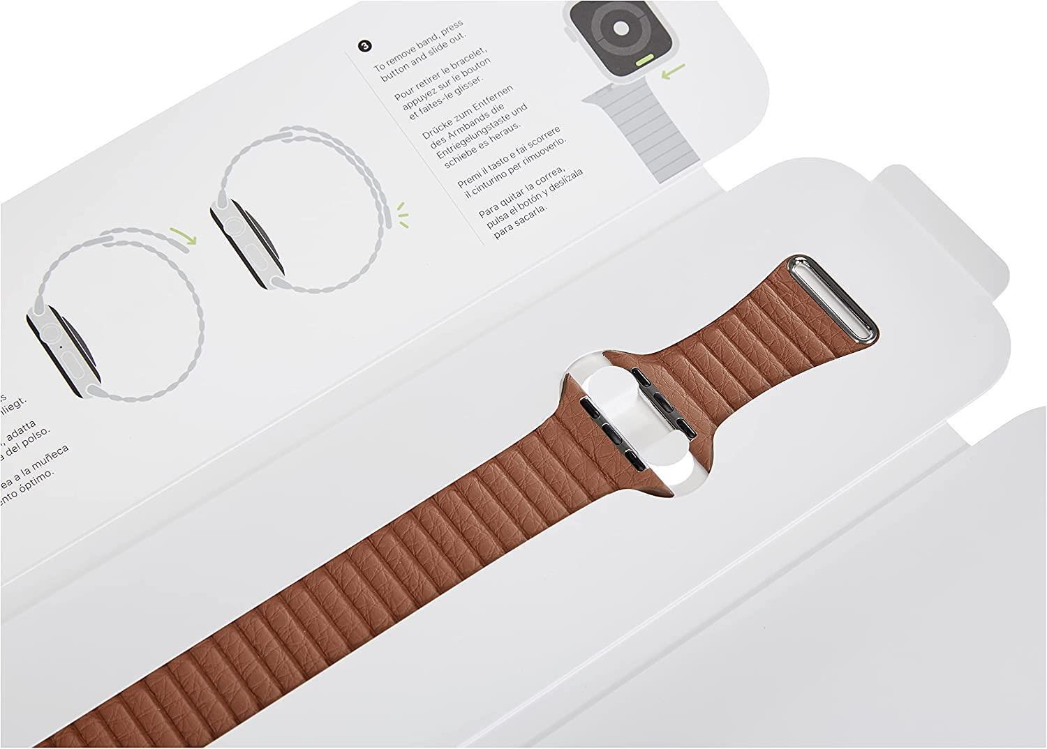 Apple Watch 44 mm Leather Loop Band Strap Large - Saddle Brown