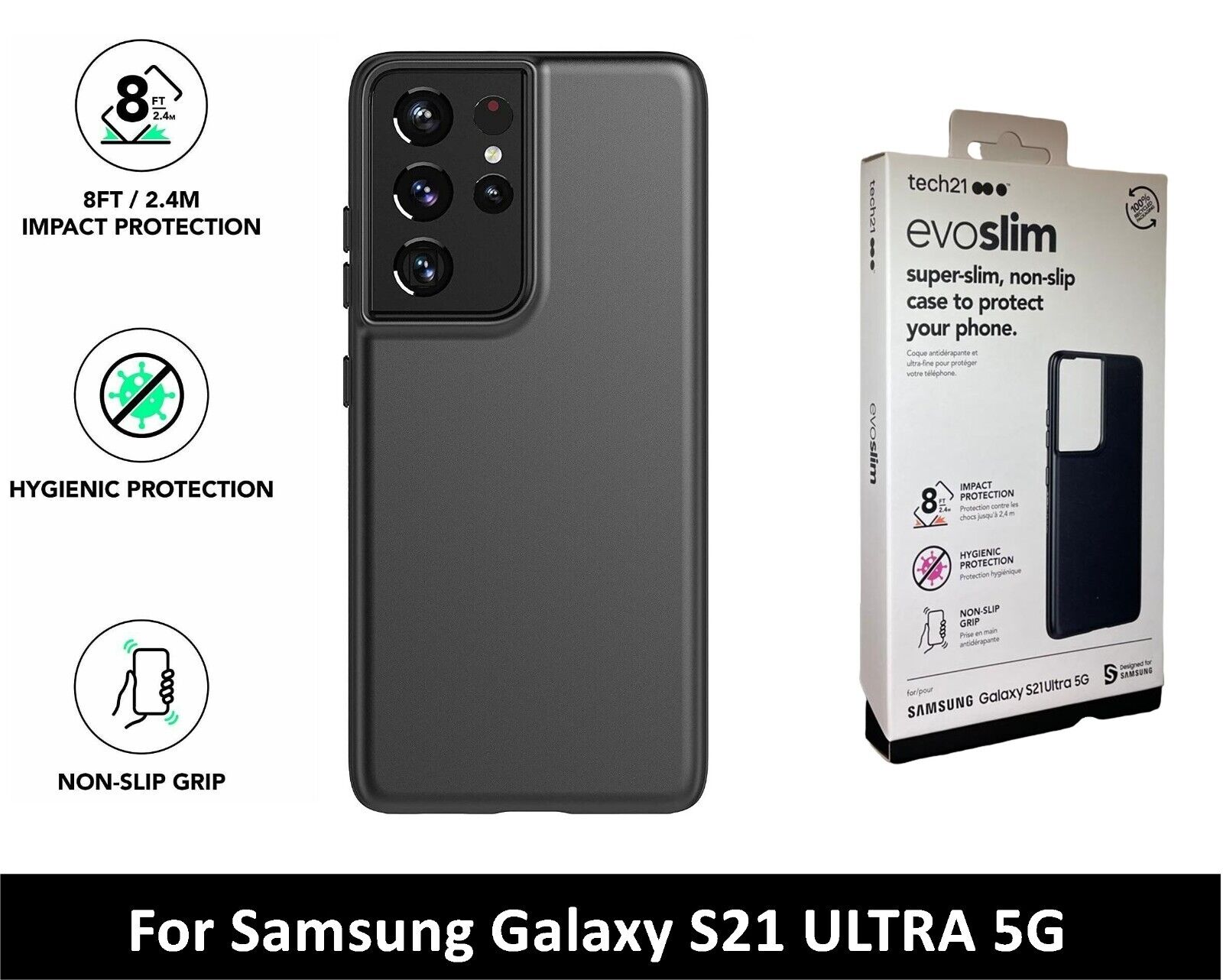 Tech21 Evo Slim Samsung Galaxy S21 Ultra Black
