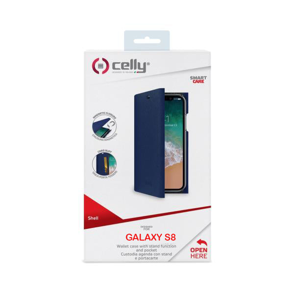 Celly Smart Care Shell BookCase Galaxy S8 Blue