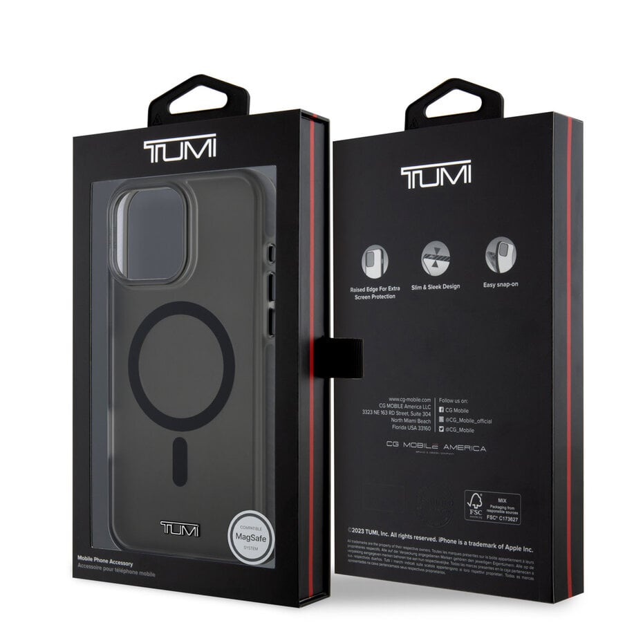 TUMI TUHMP16LHMP1TK HC MagSafe PC/TPU Transparent Frosted Shockproof Black for iPhone 16 Pro