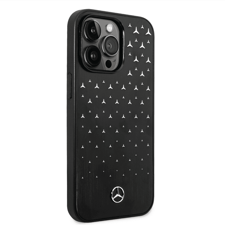 Mercedes MEHCP14X8MMVDK iPhone 14 Pro Max Aluminum Case with Star Pattern Bumper Protection Black