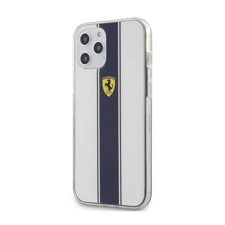 Ferrari FESTPIHCP12MWH iPhone 12 /12 Pro On Track PC/TPU Hard Case with Navy Stripes