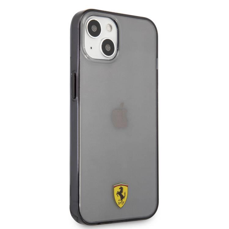 Ferrari FEHCP13MBSCK iPhone 13 / 14 / 15 Hrad Case Transparent Black Shadow Print Logo