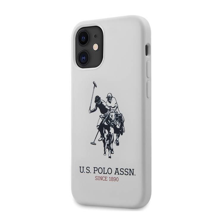 US Polo Assn USHCP12SSLHRWH Silicone Collection White Case with Big Horse Logo for iPhone 12 Mini
