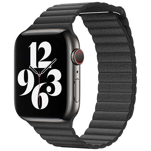 Apple Watch 44 mm Leather Loop Band Strap Large - Black