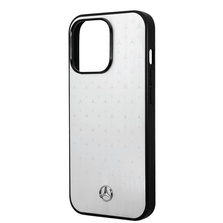 Mercedes MEHCP14L8MMVDS iPhone 14 Pro Aluminum Case with Star Pattern Bumper Protection Silver
