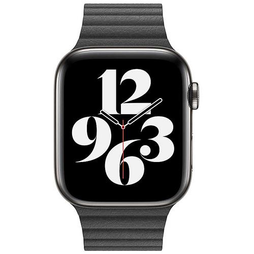Apple Watch 44 mm Leather Loop Band Strap Medium - Black