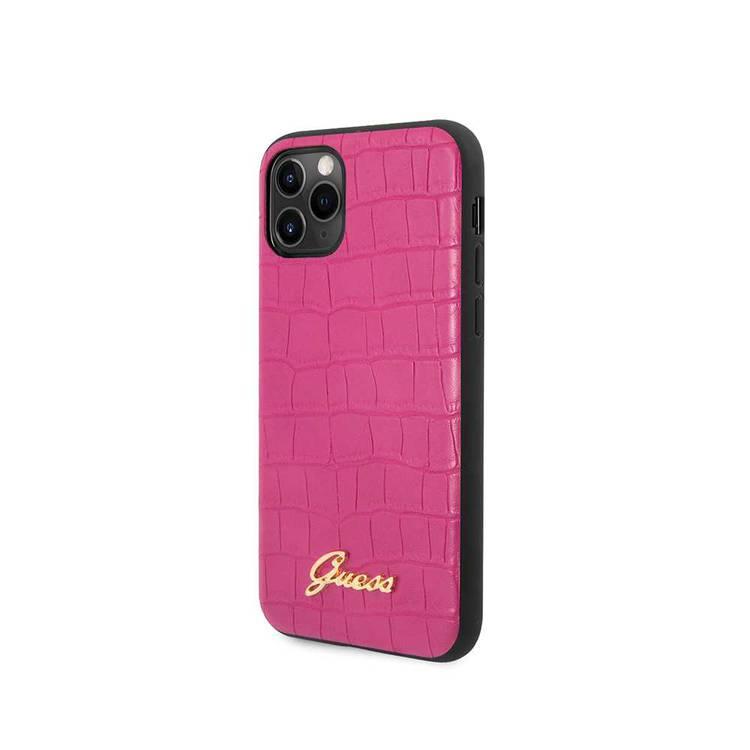 Guess PU Croco Print Phone Case with Metal Logo Compatible for iPhone 11 Pro