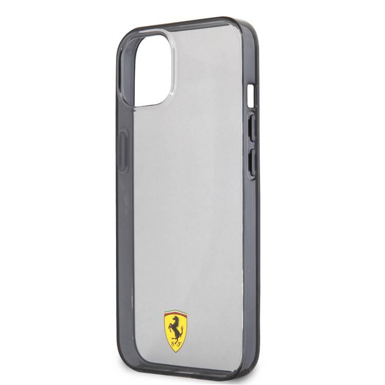 Ferrari FEHCP13MBSCK iPhone 13 / 14 / 15 Hrad Case Transparent Black Shadow Print Logo
