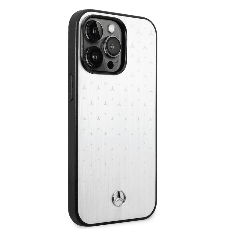 Mercedes MEHCP14X8MMVDS iPhone 14 Pro Max Aluminum Case with Star Pattern Bumper Protection Silver