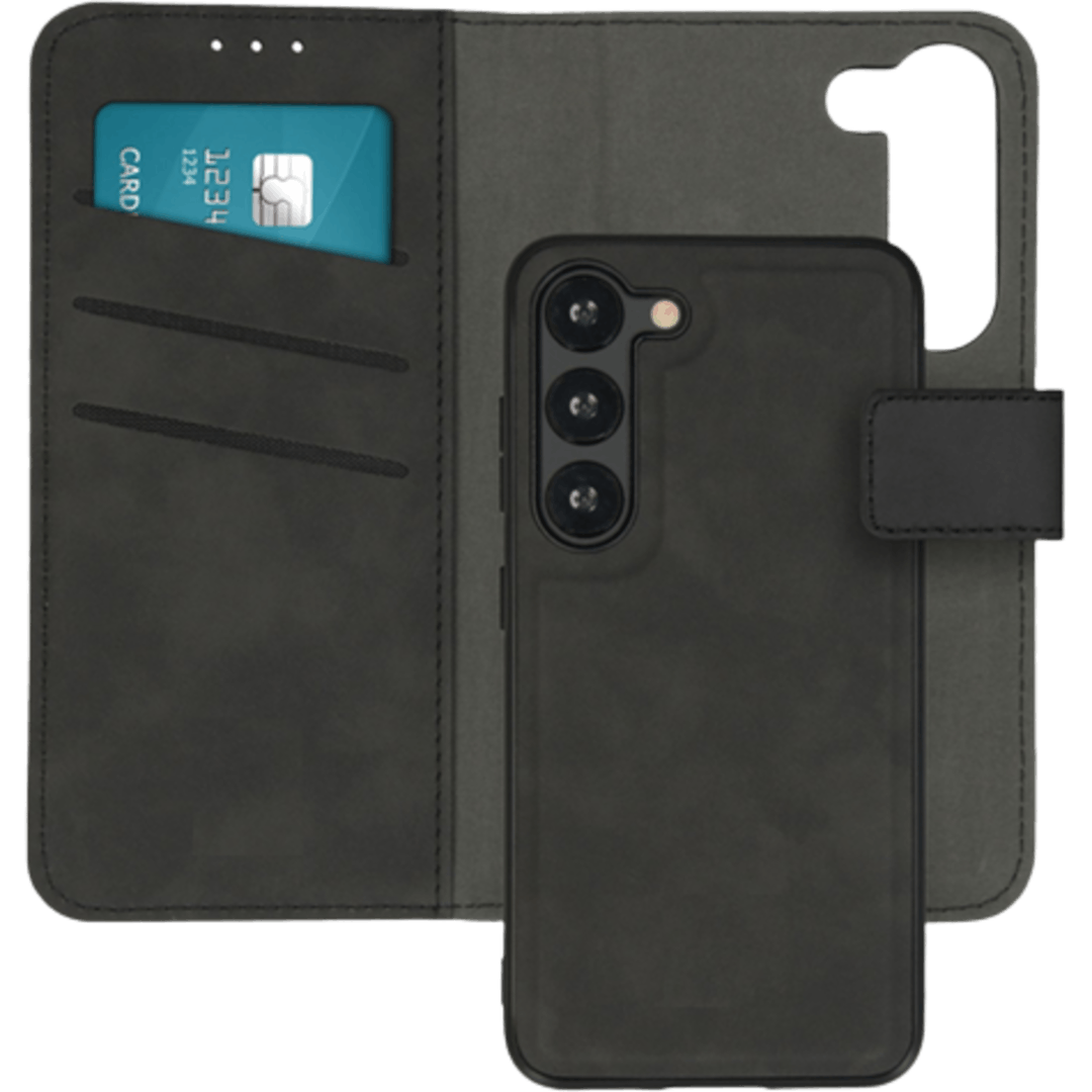 Wachikopa Genuine Leather Magic Book Case 2 in 1 for Samsung S23 Plus Black