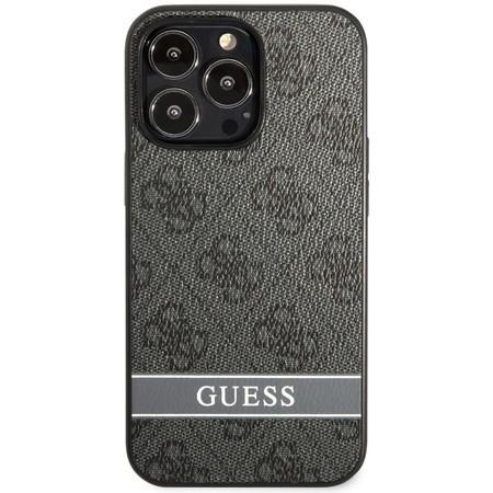 Guess GUHCP13LP4SNK Guess PU 4G Stripe Back Cover for iPhone 13 Pro Black