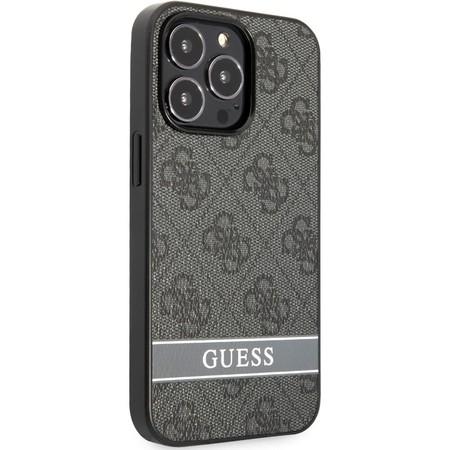 Guess GUHCP13LP4SNK Guess PU 4G Stripe Back Cover for iPhone 13 Pro Black