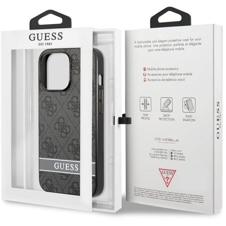 Guess GUHCP13LP4SNK Guess PU 4G Stripe Back Cover for iPhone 13 Pro Black