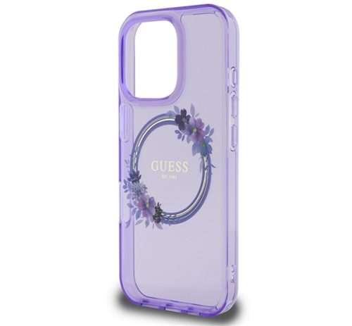 Guess Hardcase Magsafe Iml Flowers
 Wreath Purple iPhone 16 Pro