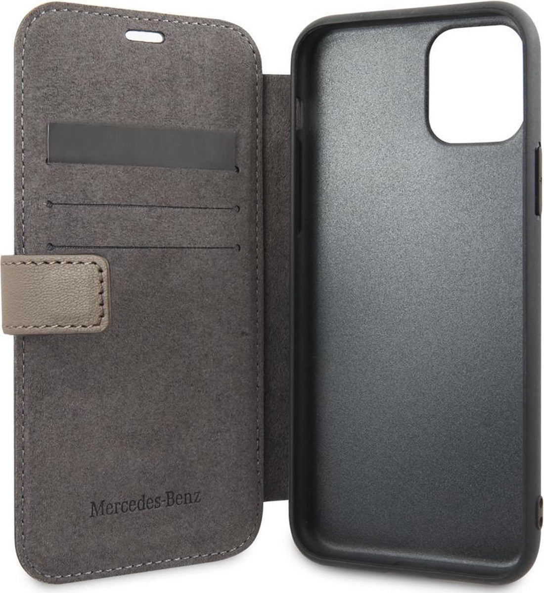 Mercedes MEFLBKN65DIQBR iPhone 11 Pro Max Brown Genuine Leather Bookcase