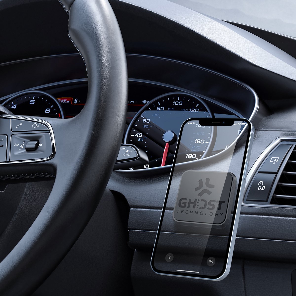 Celly GHOSTFIX Magnetische Autohouder Incl. 3 Extra Metalen Platen - Telefoonhouder Auto