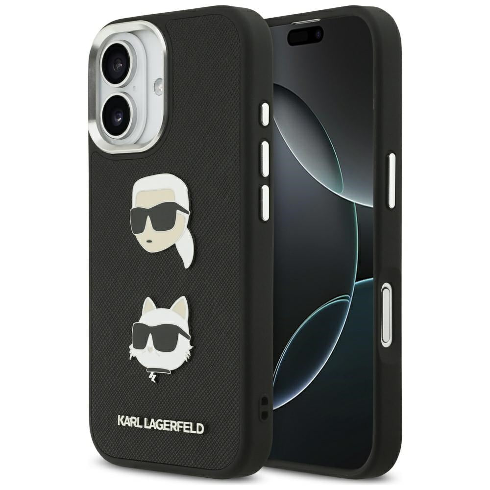 KARL KLHCP17SPSFDHPOK HardCase FW GRAINED PU W/ K&C HEADS PINS & Logo Black iPhone 17