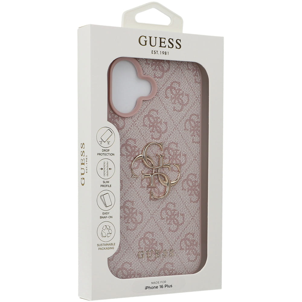 Guess GUHCP16M4GMGPI Hardcase 4G PU Big Logo Pink iPhone 16 Plus