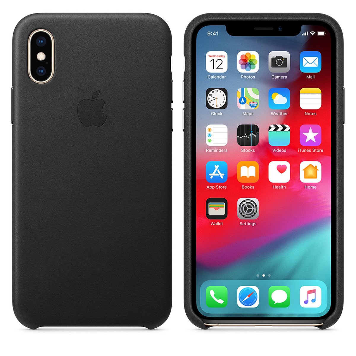 Apple Leather Backcover for iPhone X - Black