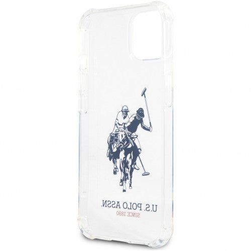 US Polo Assn USHCP13SKHRTR Silicone Collection White Case Transparant Big Horse Logo for iPhone 13 Mini