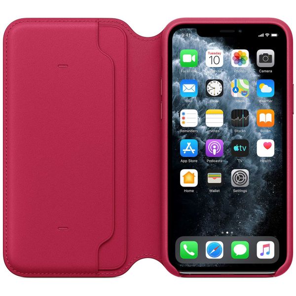 Apple MY1K2ZM/A Leather Folio BookCase for iPhone 11 Pro Raspberry