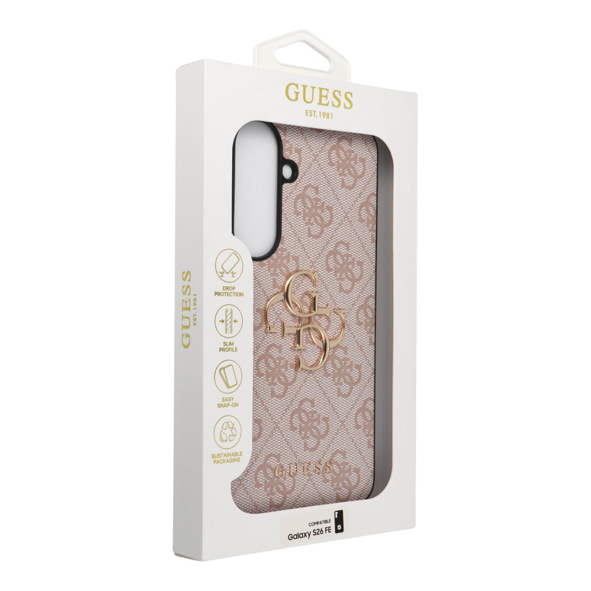 Guess GUHCS26FE4GMGPI Leather 4G Metal Logo Case for Samsung Galaxy S26 FE Pink