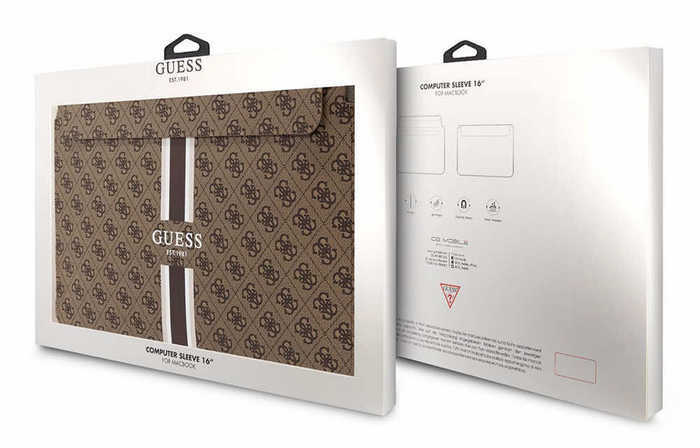 Guess Sleeve GUCS16P4RPSW for MacBook 16" brown 4G Printed Stripes