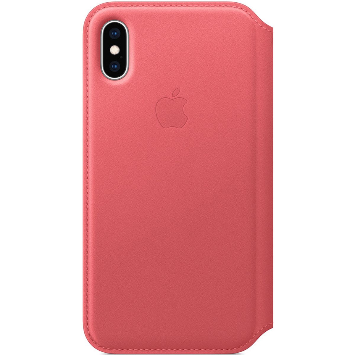 Apple Leather Folio Bookcase for iPhone Xs -  Peony Pink