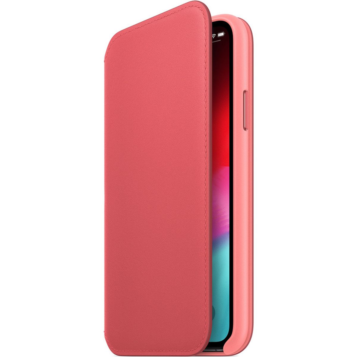 Apple Leather Folio Bookcase for iPhone Xs -  Peony Pink