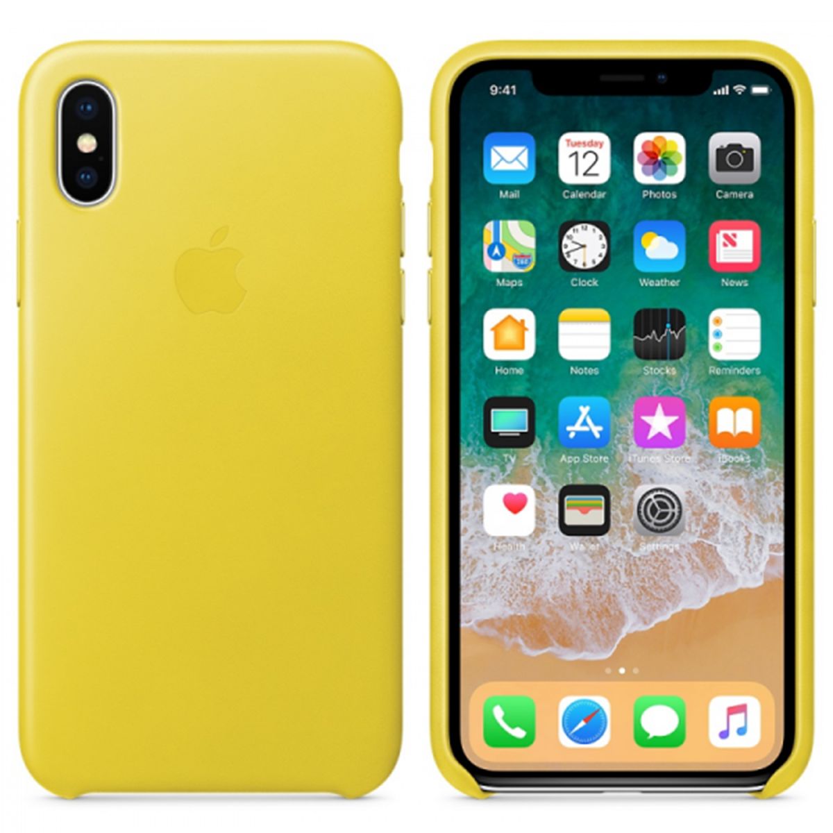 Apple Leather Backcover for iPhone X - Spring Yellow