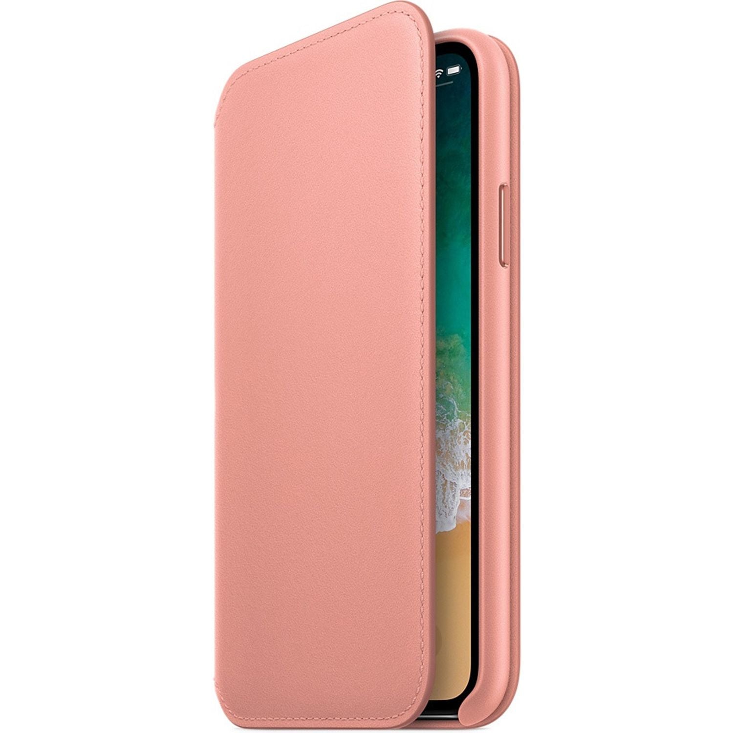 Apple Leather Folio Bookcase for iPhone Xs -  Soft Pink