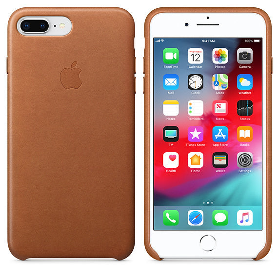 Apple Leather Backcover for iPhone 8 Plus - Saddle Brown