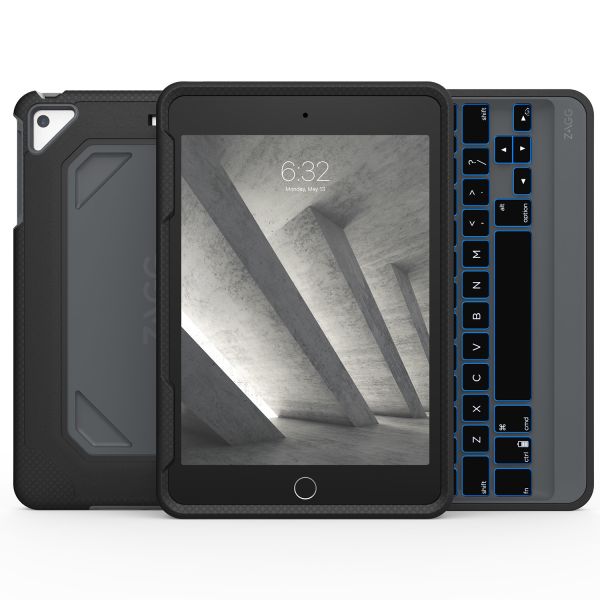 ZAGG Rugged Book for iPad mini 1 - 2 -3 - 4 Wireless Keyboard & Durable Detachable Case