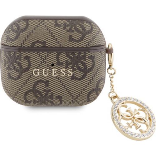 GUESS AIRPODS 3 PU 4G W/ STRASS CHARM BROWN