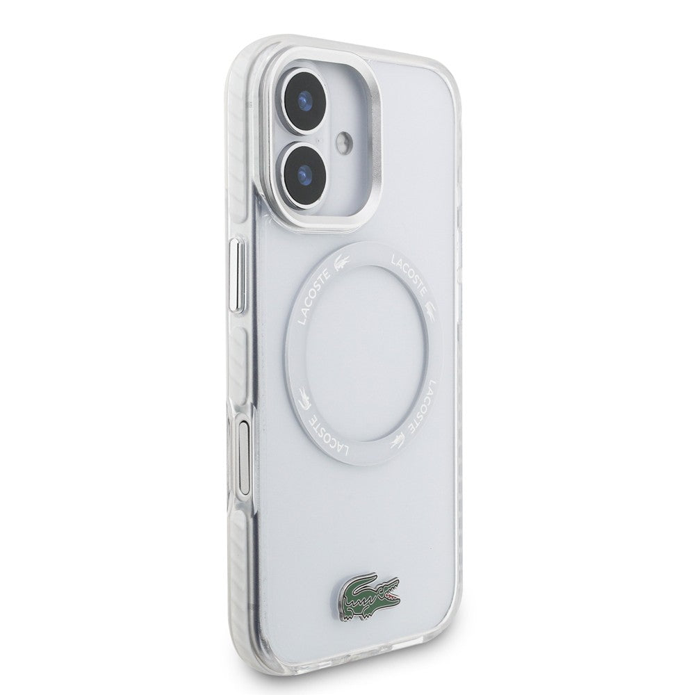 LACOSTE HardCase MagSafe SHOCKProOF Transparent FROSTED CLEAR / WHITE iPhone 17