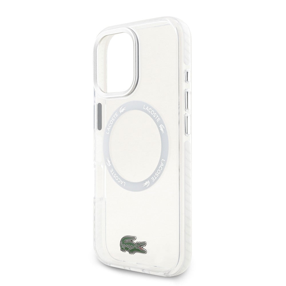 LACOSTE HardCase MagSafe SHOCKProOF Transparent FROSTED CLEAR / WHITE iPhone 17