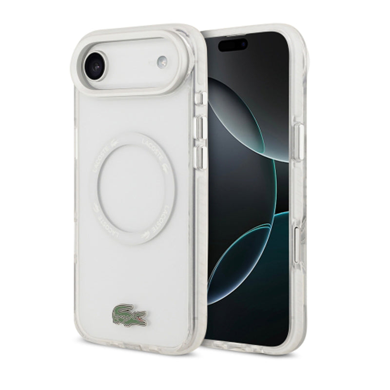 LACOSTE HardCase MagSafe SHOCKProOF Transparent FROSTED CLEAR / WHITE iPhone 17 Air
