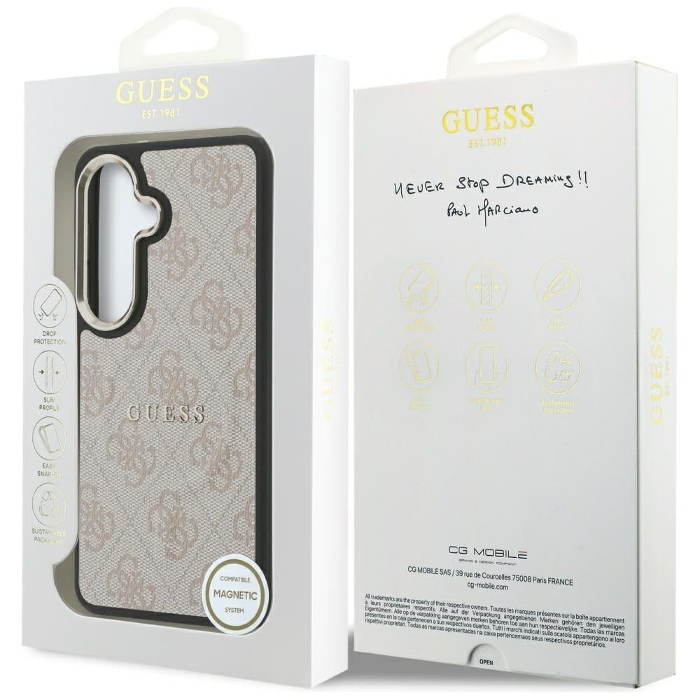 Guess GUHMS26SP4MSEGCP 4G Embossed Ring MagSafe for Samsung Galaxy S26 Pink