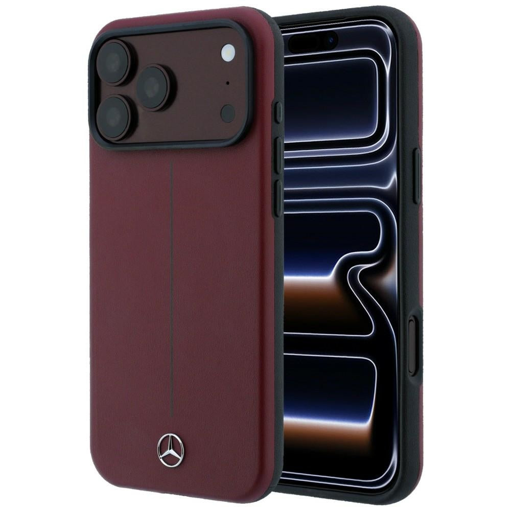 Mercedes MEHMP18X25PFWSTR Leather Semi Wrap Iconic Line MagSafe for iPhone 18 Pro Max / 17 Pro Max burgundy