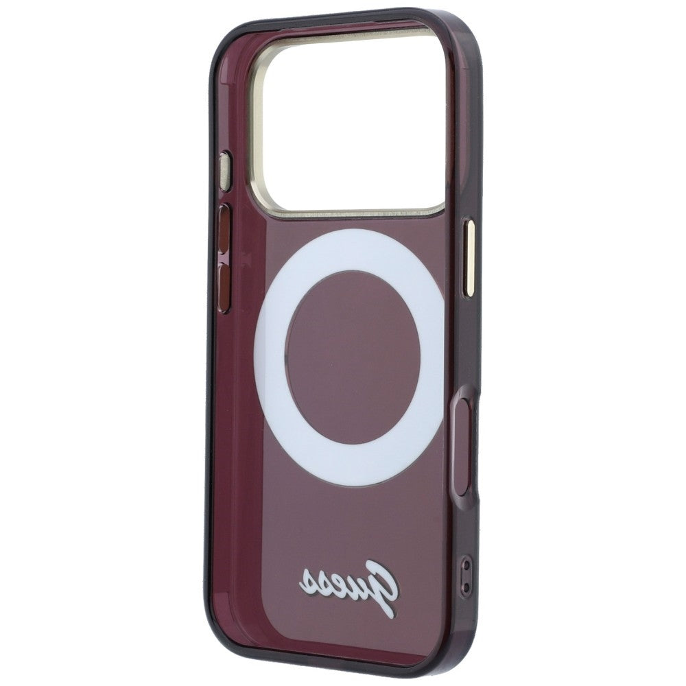 Guess IML Ring Stand 360 Script Metal Logo MagSafe for iPhone 18 Pro Max / iPhone 17 Pro Max burgundy