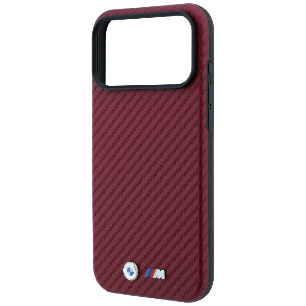 BMW M BMHMP18L26SWPCILR Carbon Metal Logo MagSafe Case for iPhone 18 Pro / 17 Pro Burgundy