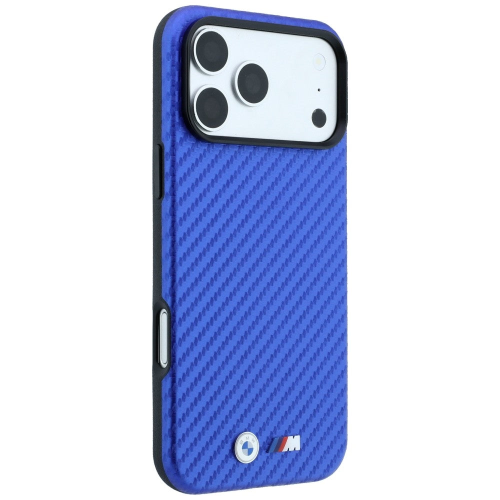 BMW M BMHMP18X26SWPCILB Carbon Metal Logo MagSafe Case for iPhone 18 Pro Max / 17 Pro Max Blue