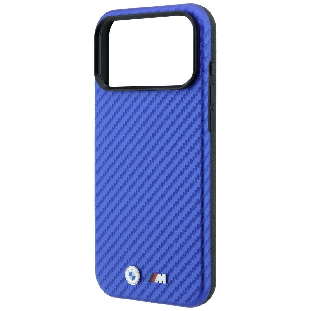 BMW M BMHMP18X26SWPCILB Carbon Metal Logo MagSafe Case for iPhone 18 Pro Max / 17 Pro Max Blue