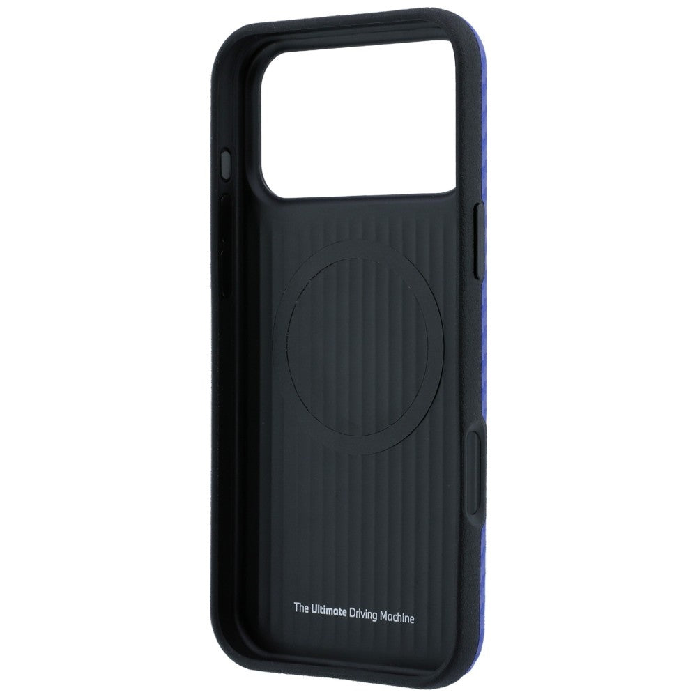 BMW M BMHMP18X26SWPCILB Carbon Metal Logo MagSafe Case for iPhone 18 Pro Max / 17 Pro Max Blue